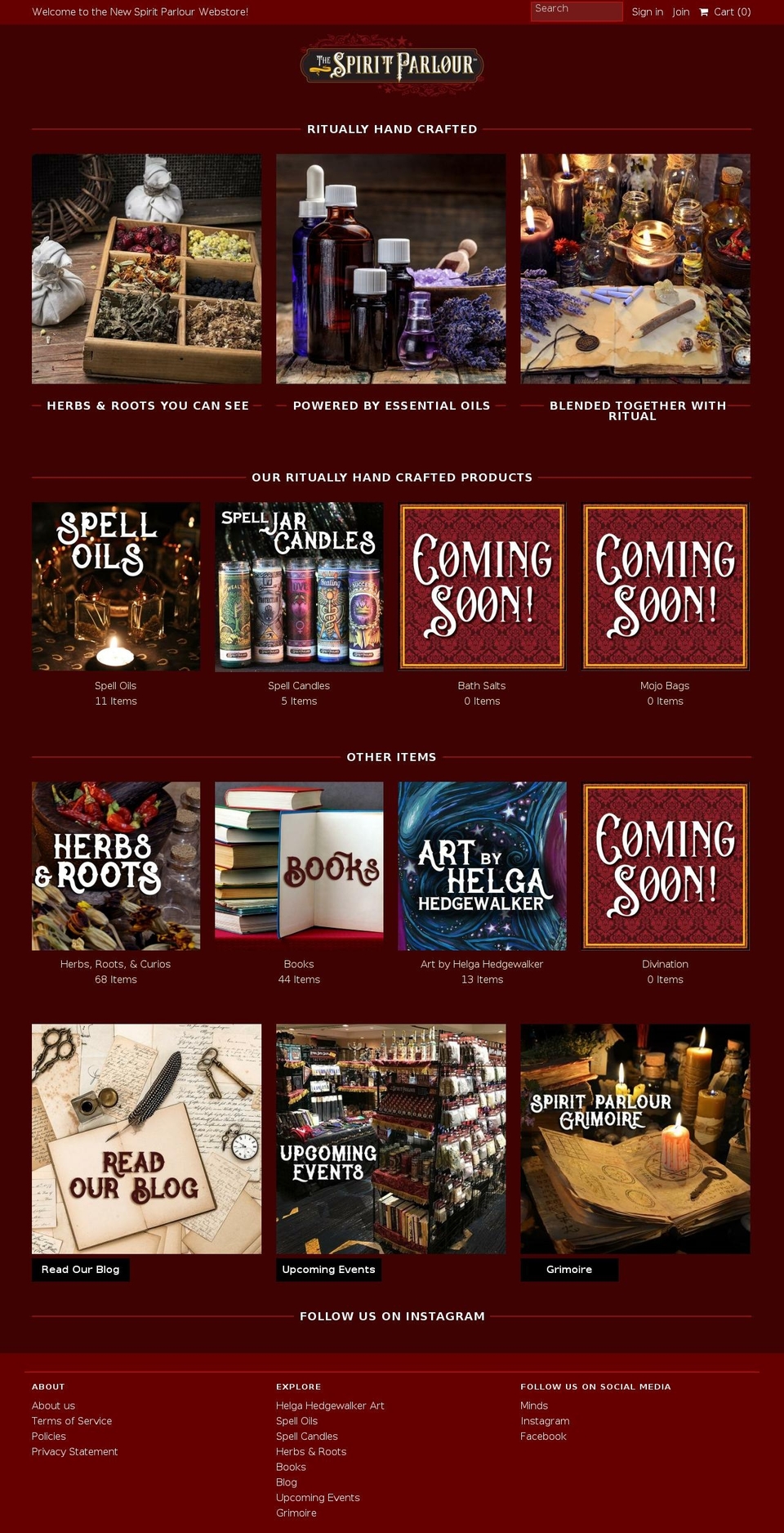 spiritparlour.com — Shopify storefront screenshot