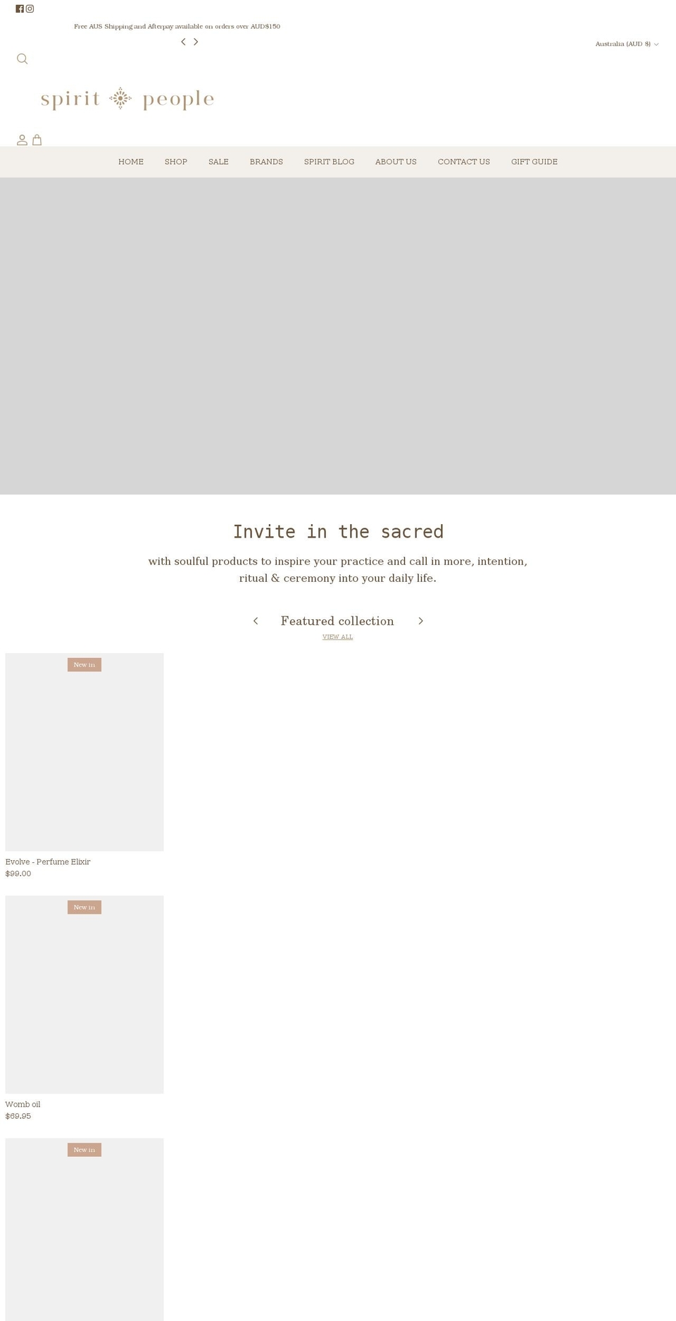 spiritpeople.com.au shopify website screenshot
