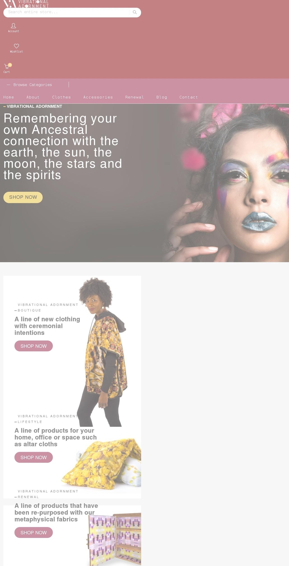 spiritscloth.com — Shopify storefront screenshot