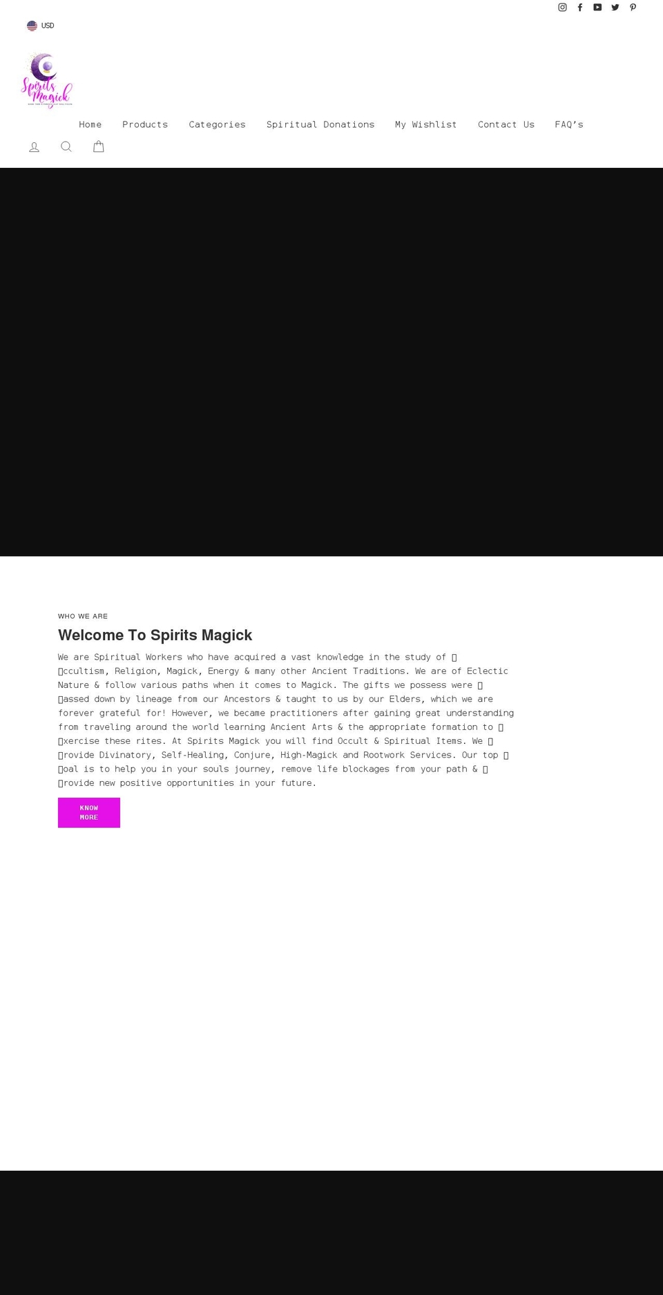 spiritsmagick.com shopify website screenshot