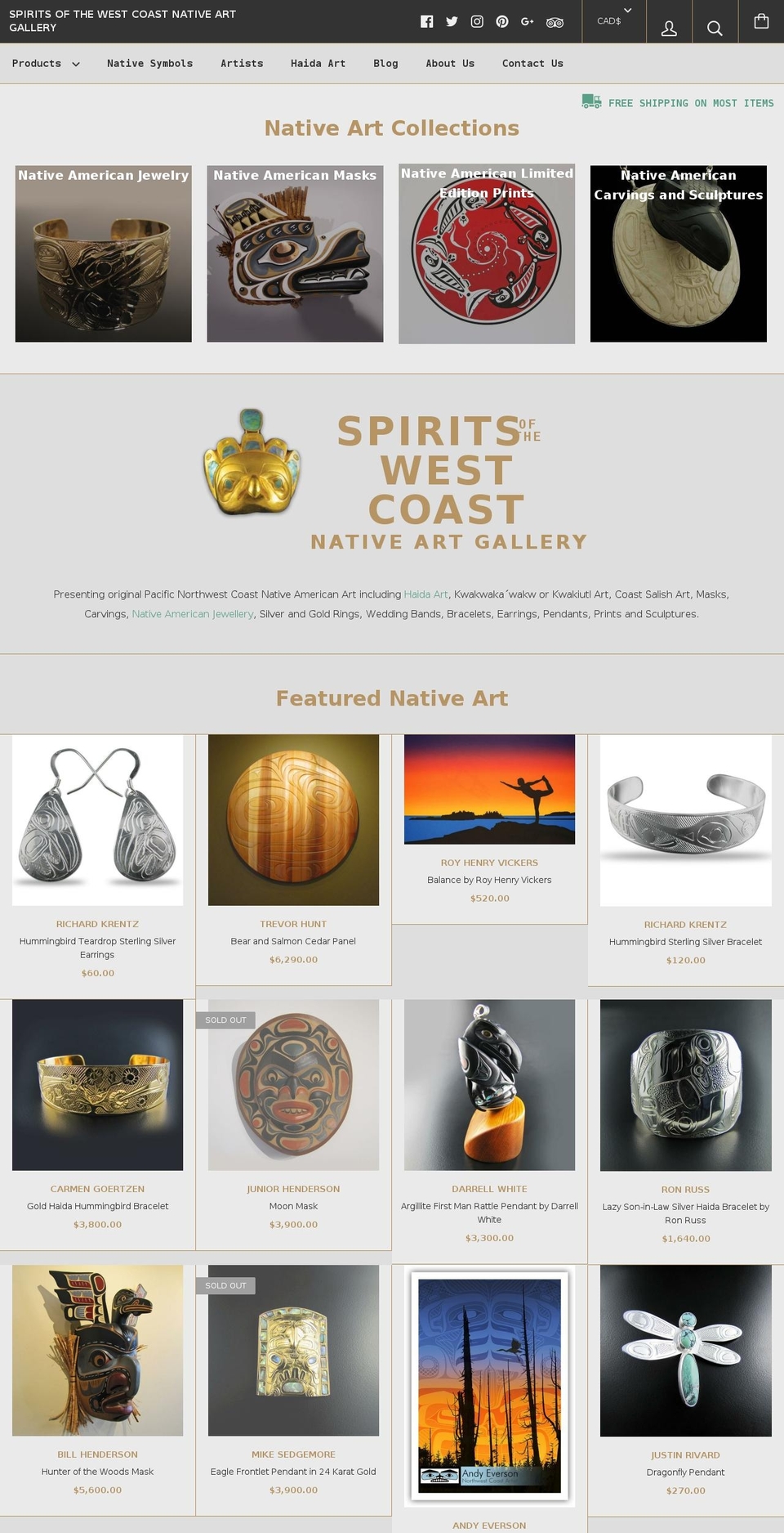 spiritsofthewestcoast.ca shopify website screenshot