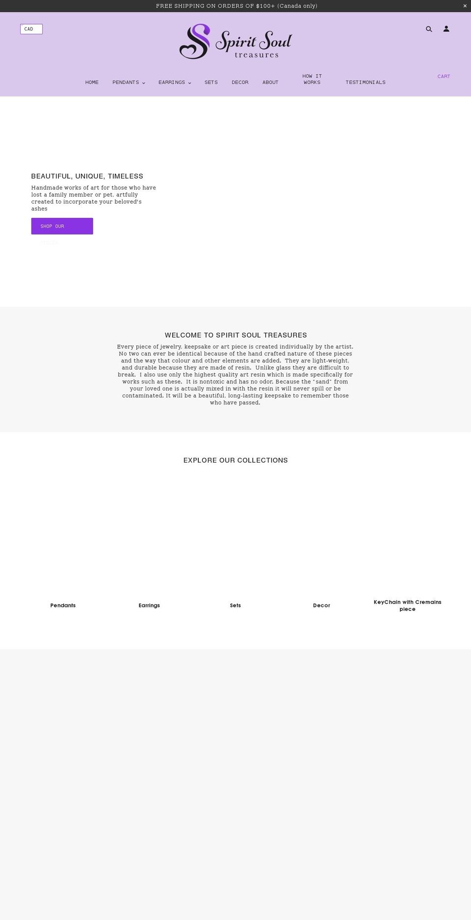 spiritsoultreasures.com shopify website screenshot