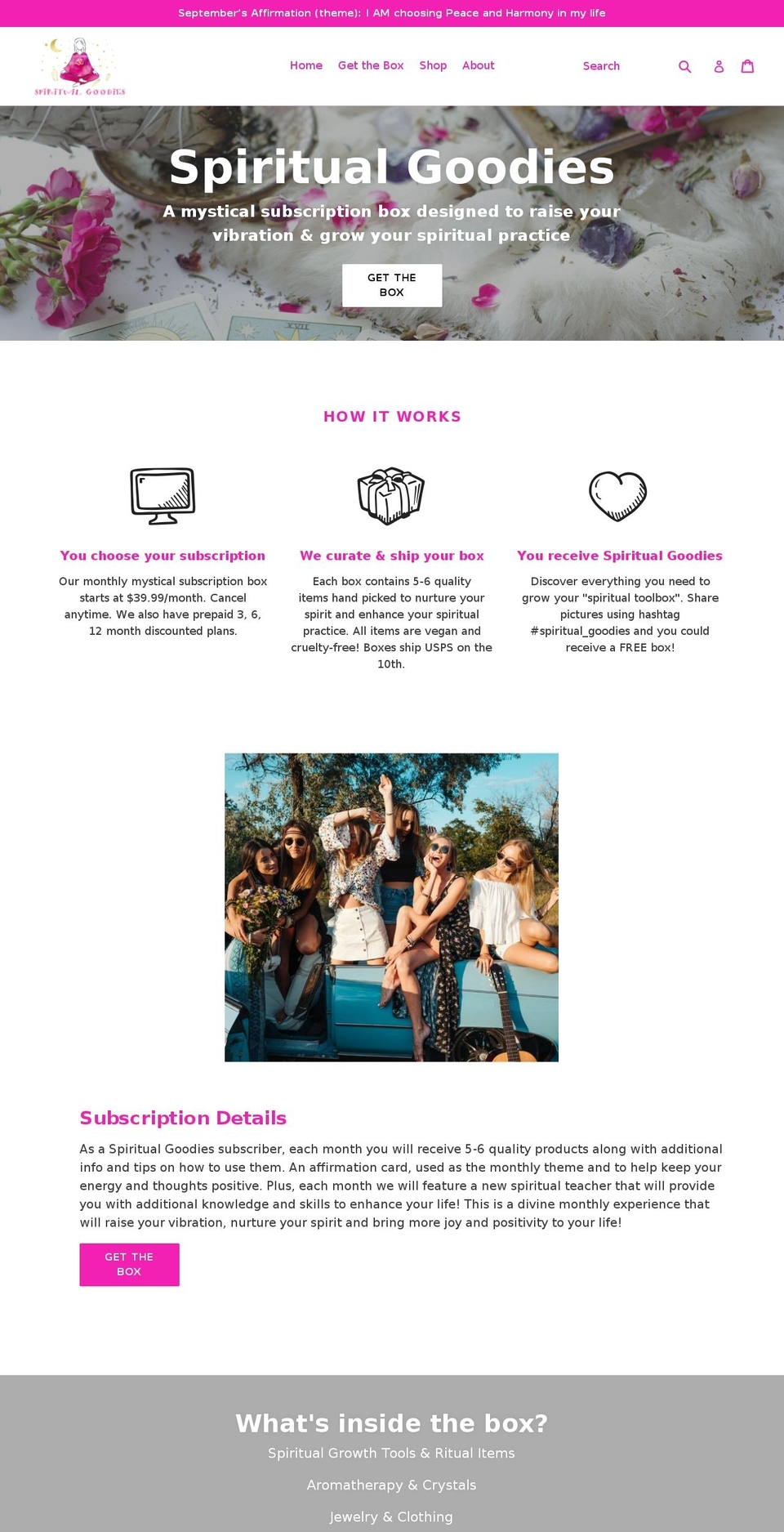 spiritual-goodies.com shopify website screenshot