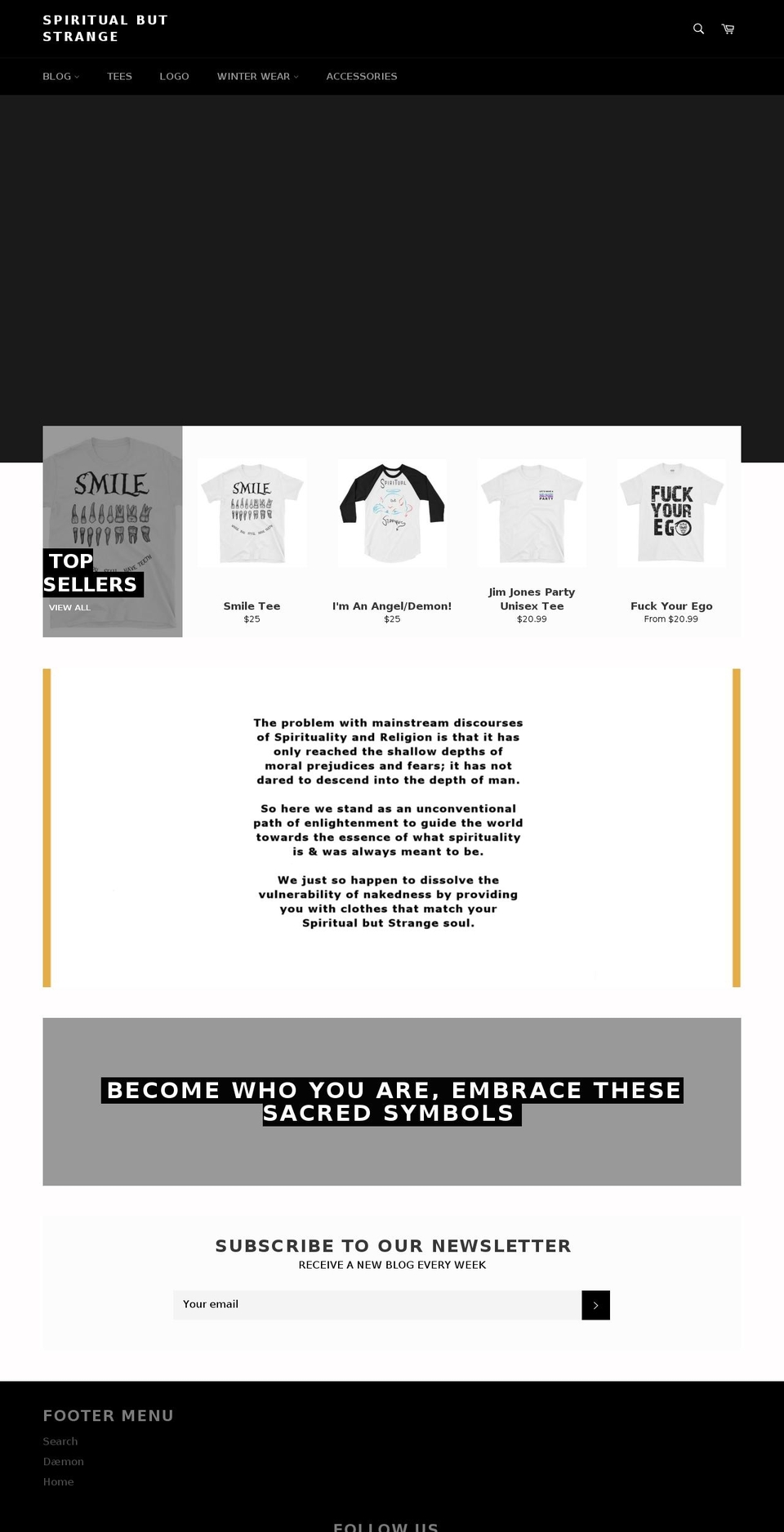 spiritualbutstrange.com — Shopify storefront screenshot
