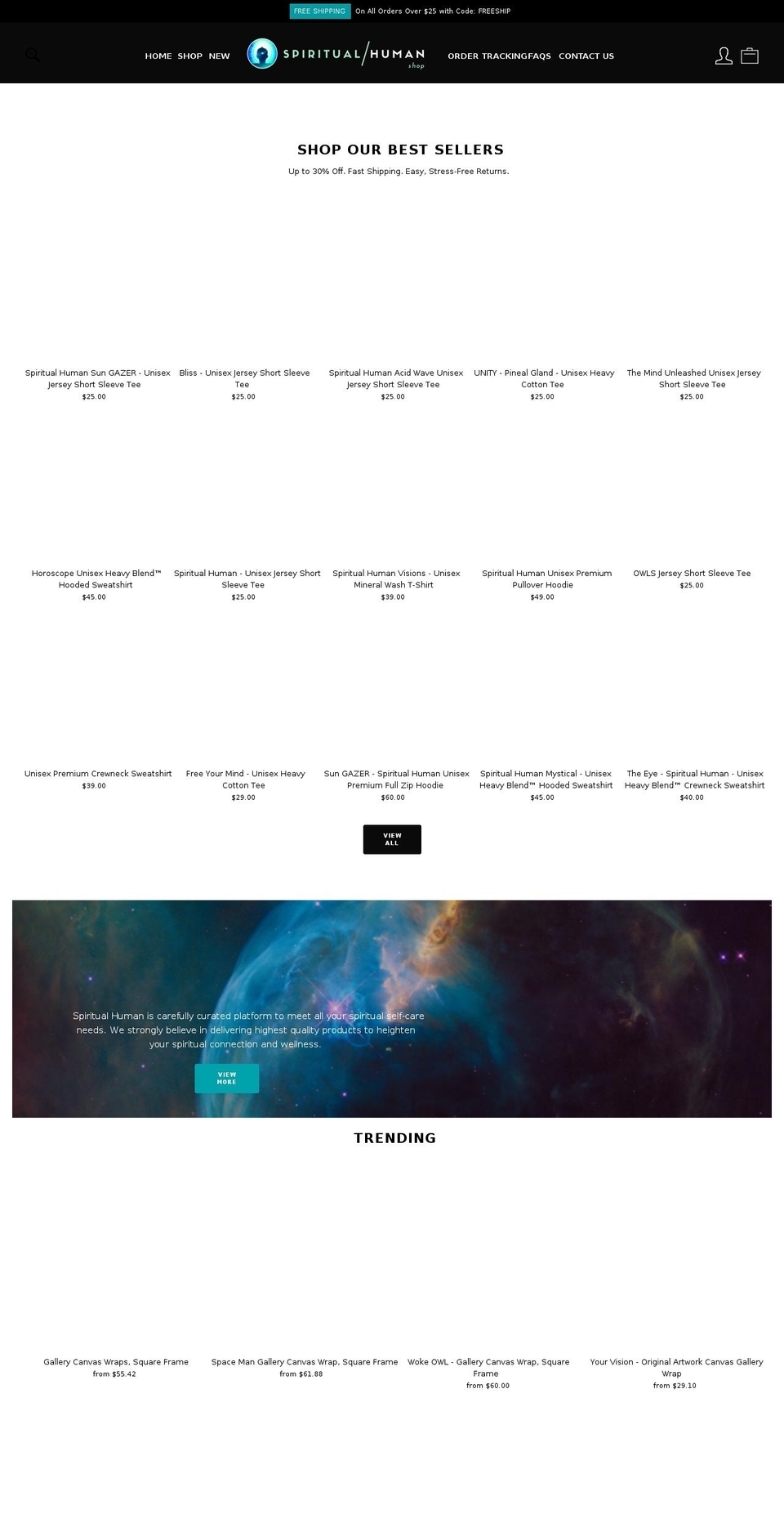 spiritualhuman.com shopify website screenshot