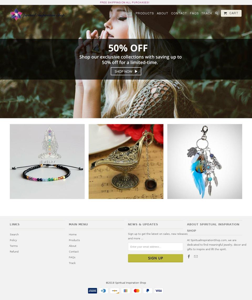 Gems Shopify theme site example spiritualinspirationshop.com