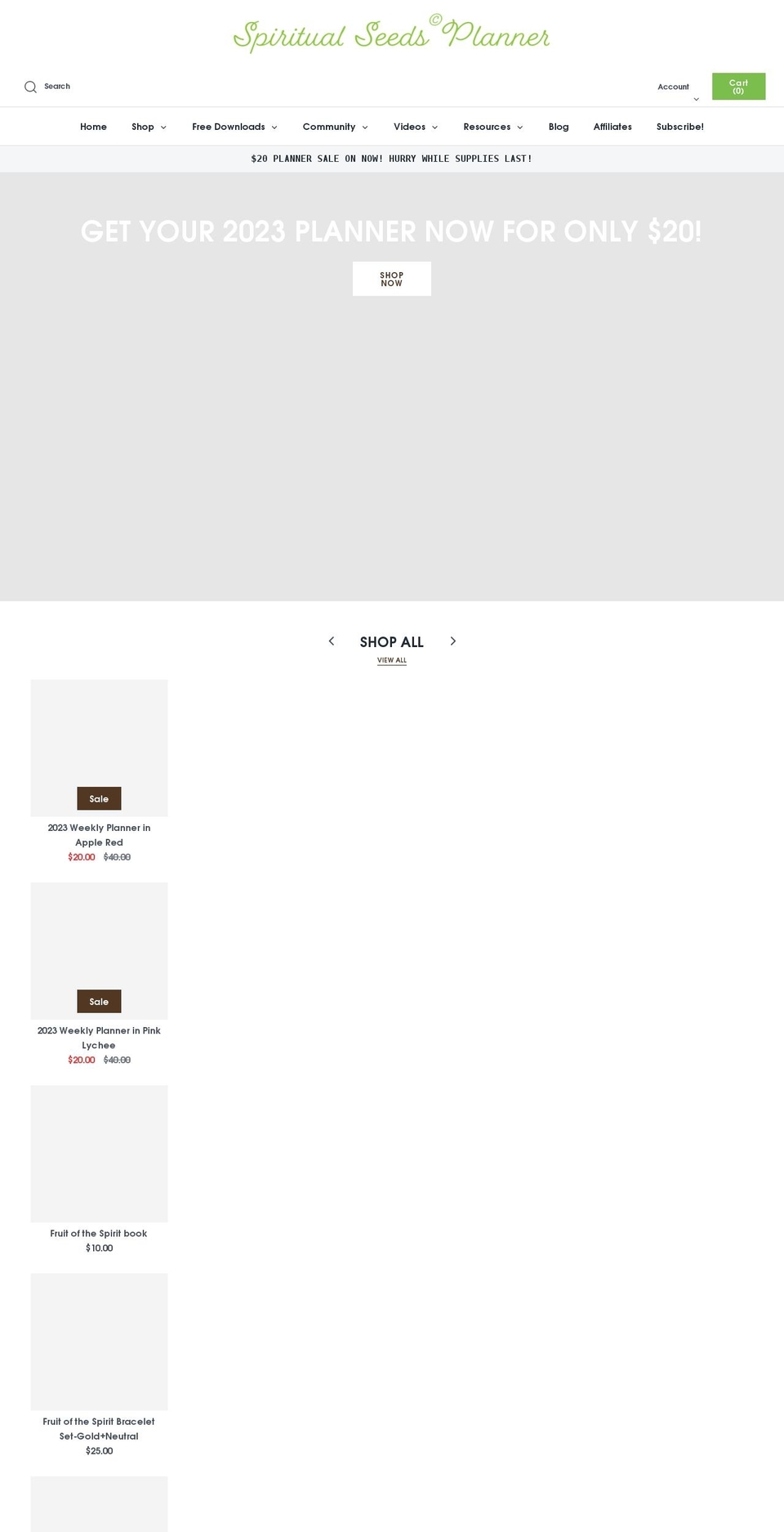 spiritualseedsplanner.com shopify website screenshot
