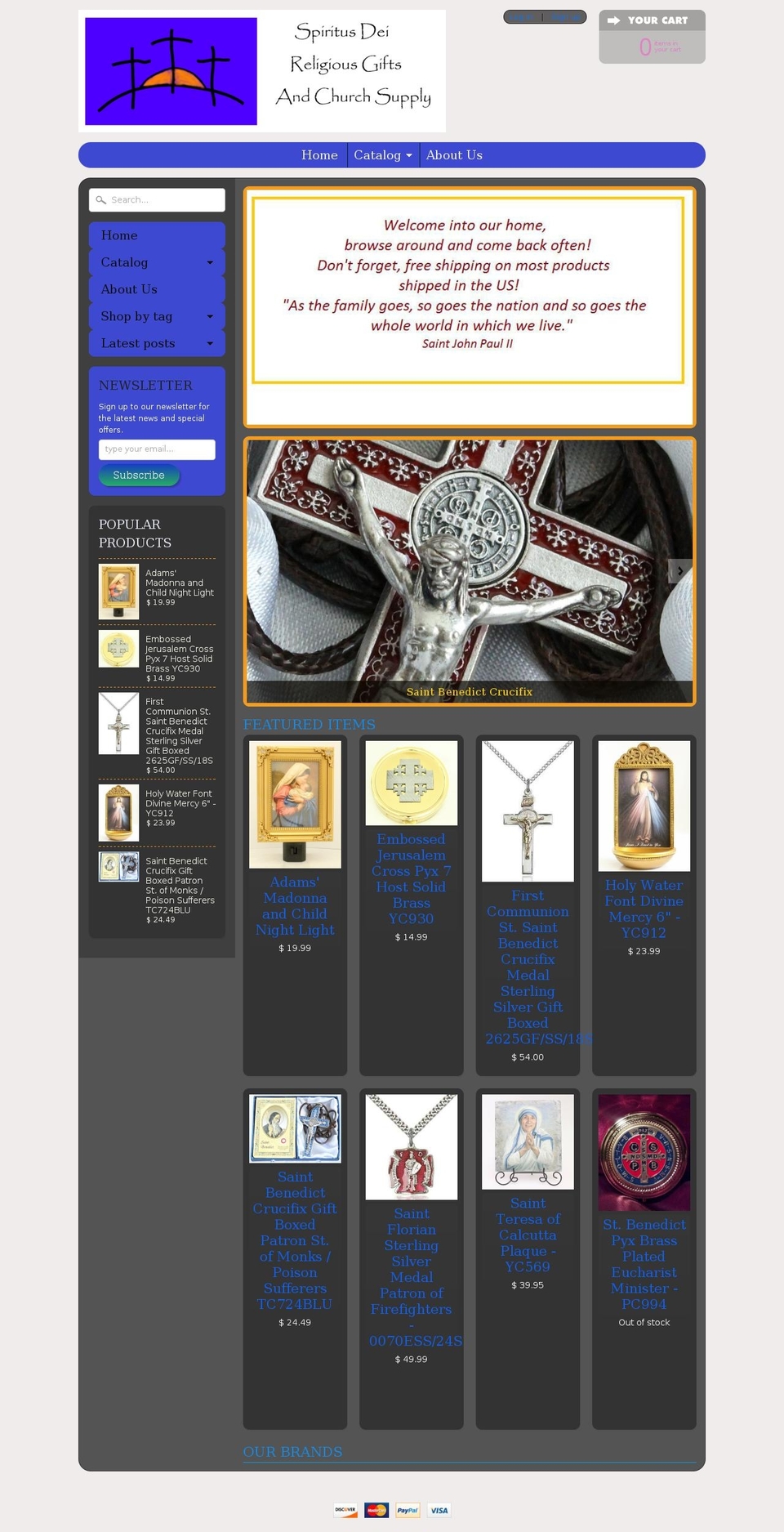 spiritusdeireligiousgifts.com shopify website screenshot