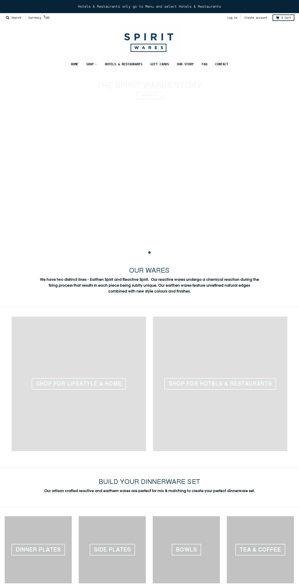 spiritwares.com shopify website screenshot