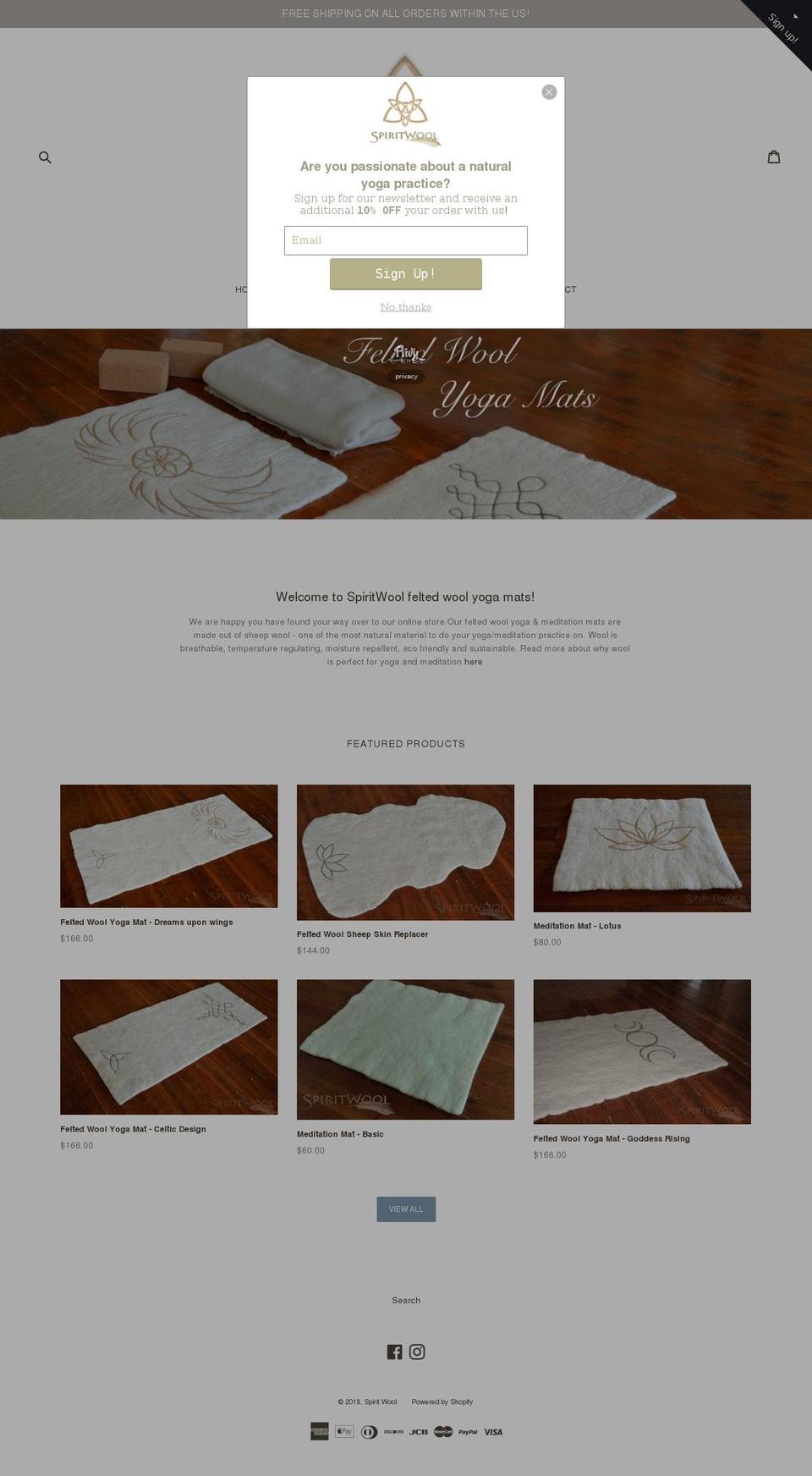 spiritwool.com — Shopify storefront screenshot