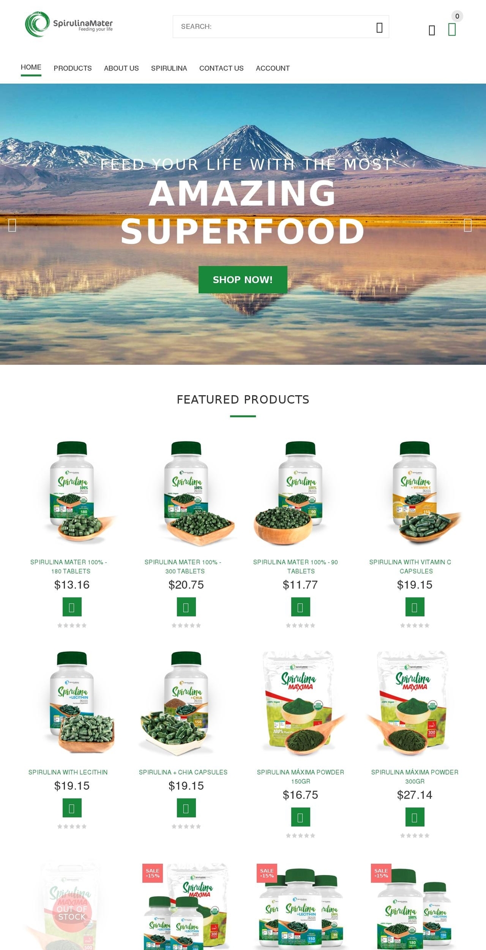 install-me-yourstore-v2-1-9 Shopify theme site example spirulinamater.com