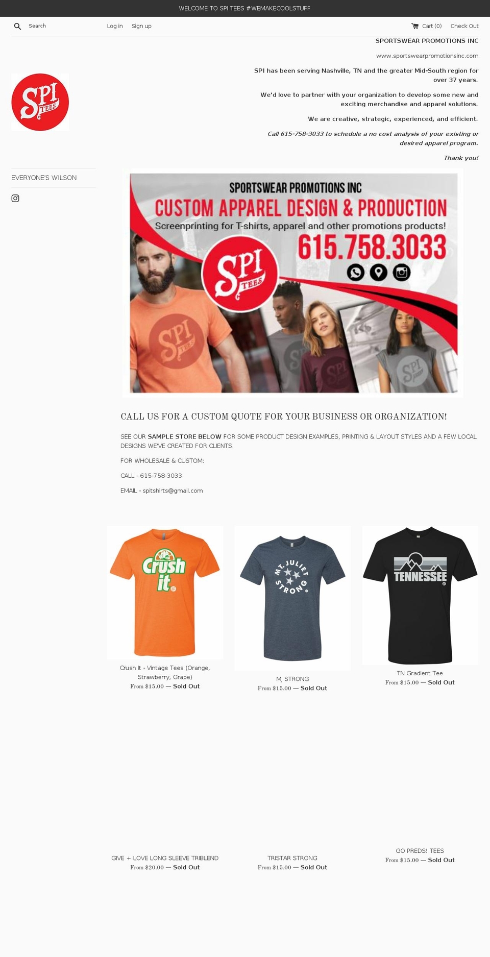 spitees.com shopify website screenshot