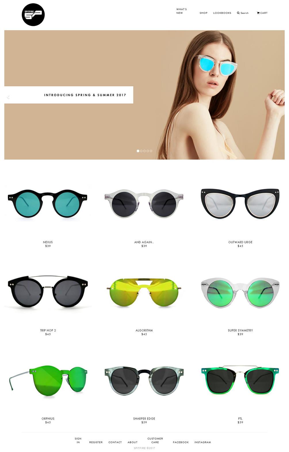 spitfiresunglasses.com shopify website screenshot