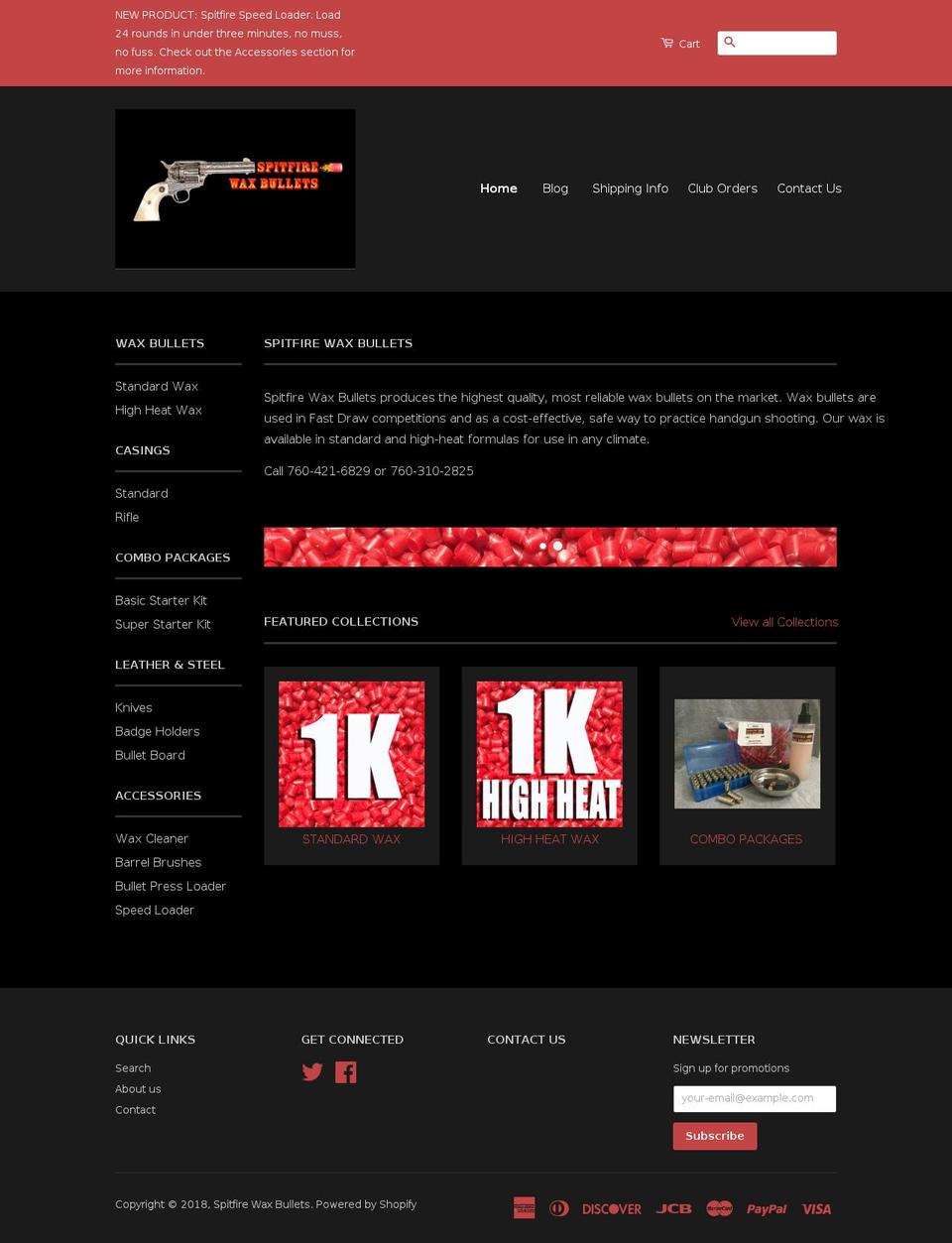 spitfirewaxbullets.com — Shopify storefront screenshot