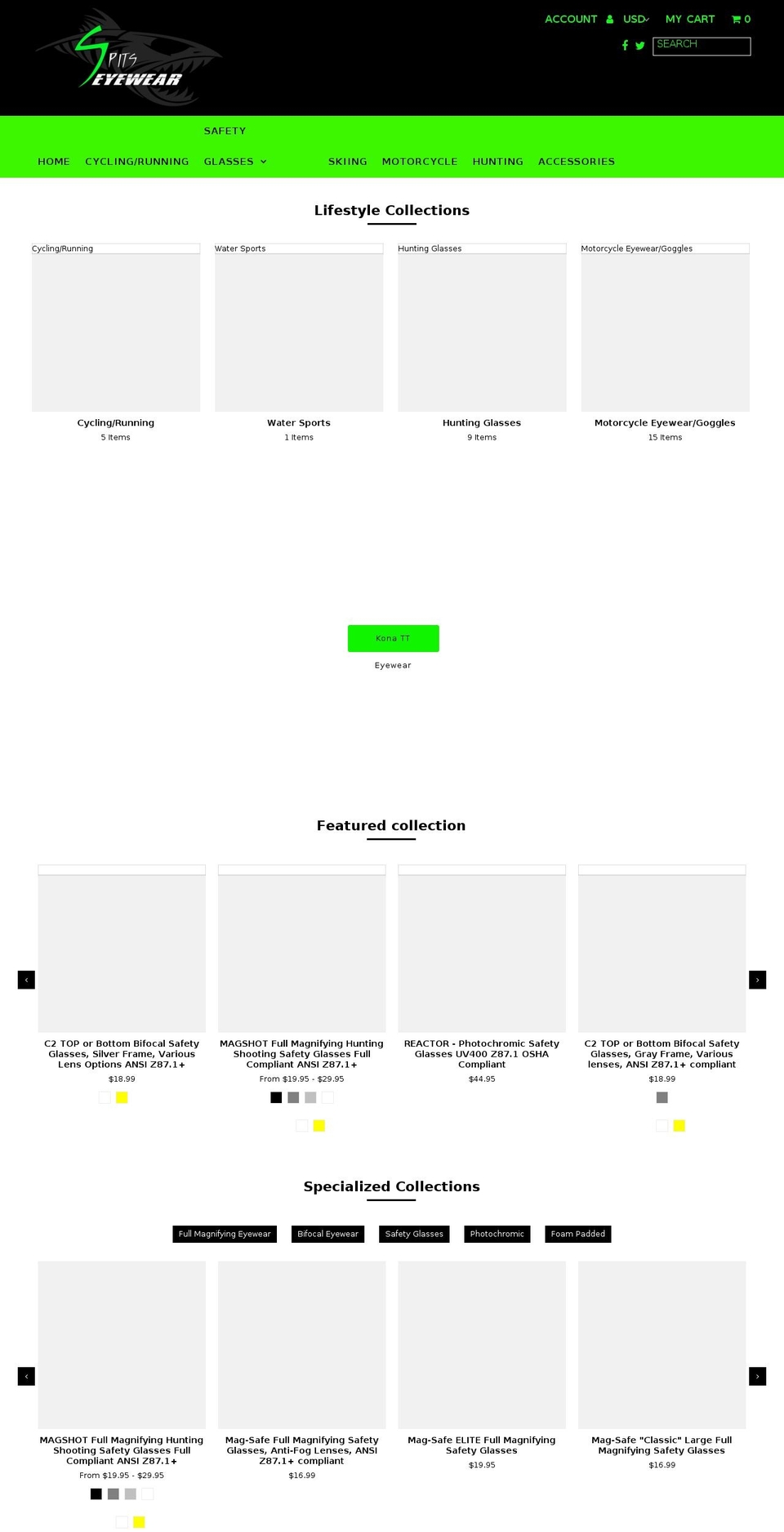 spitseyewear.com shopify website screenshot