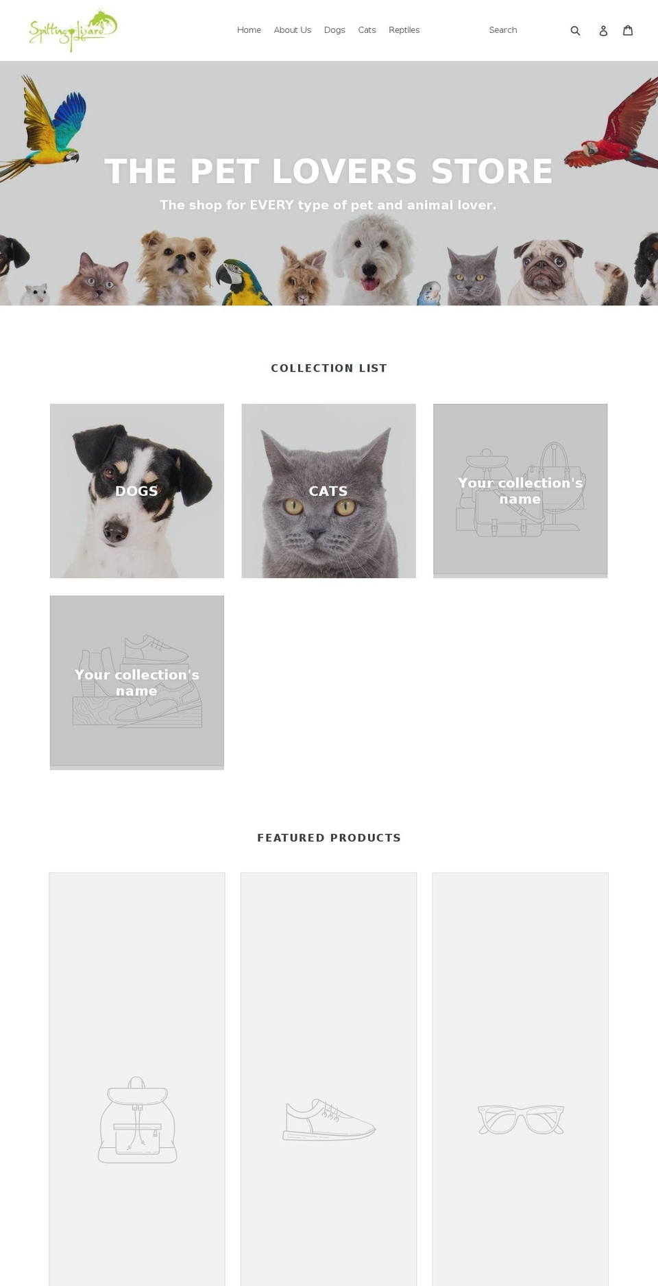 spittinglizard.com — Shopify storefront screenshot