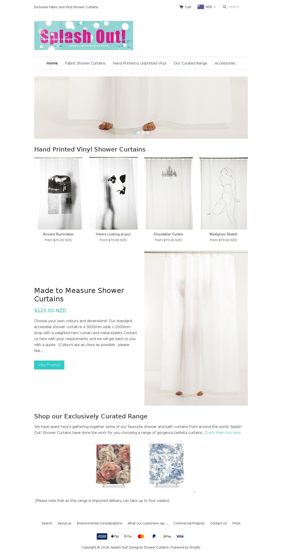 splashcurtains.com shopify website screenshot