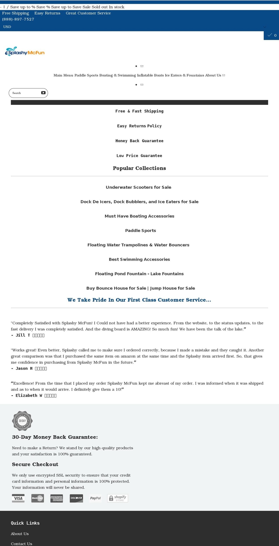 splashymcfunwatersports.com shopify website screenshot