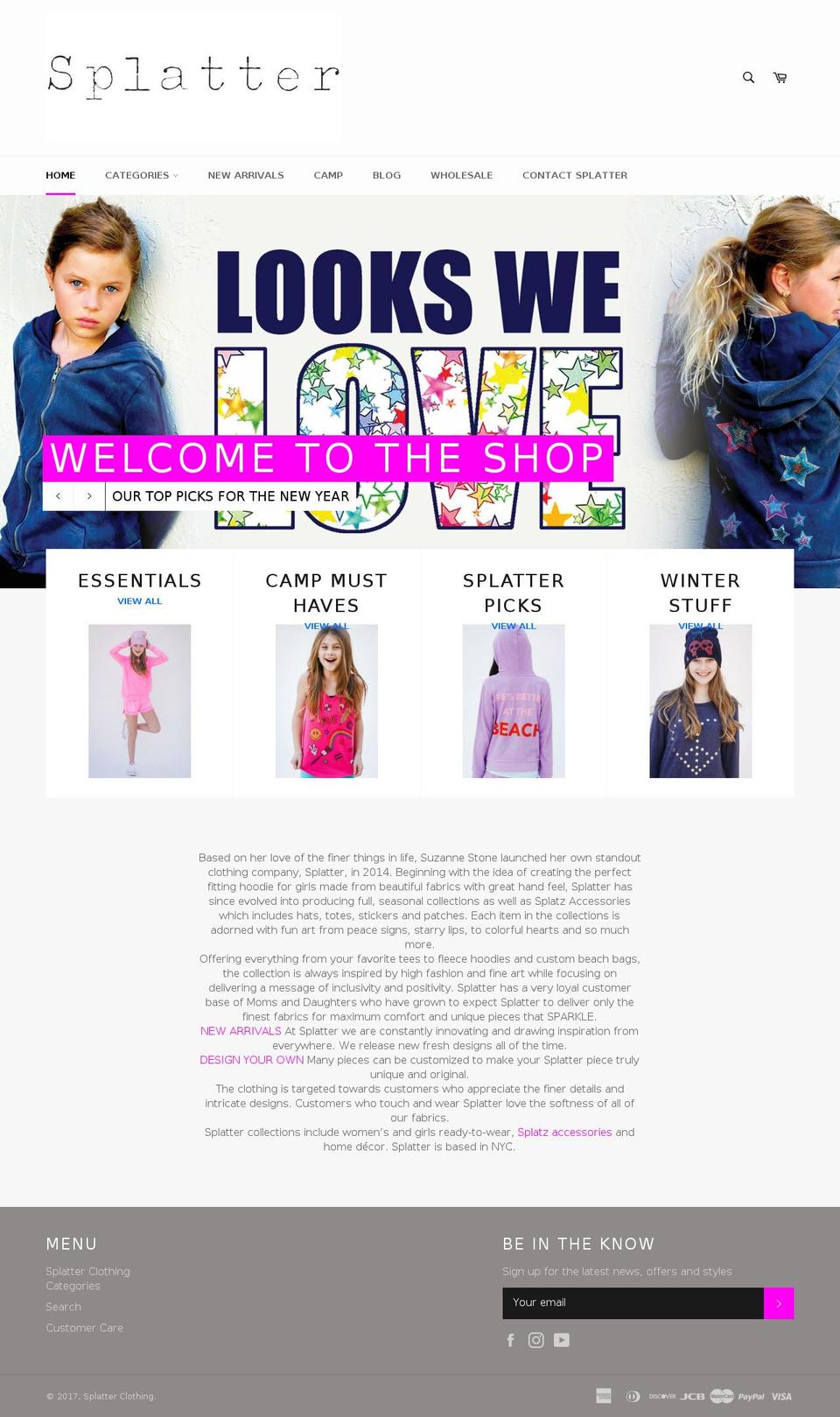splatterclothing.com shopify website screenshot