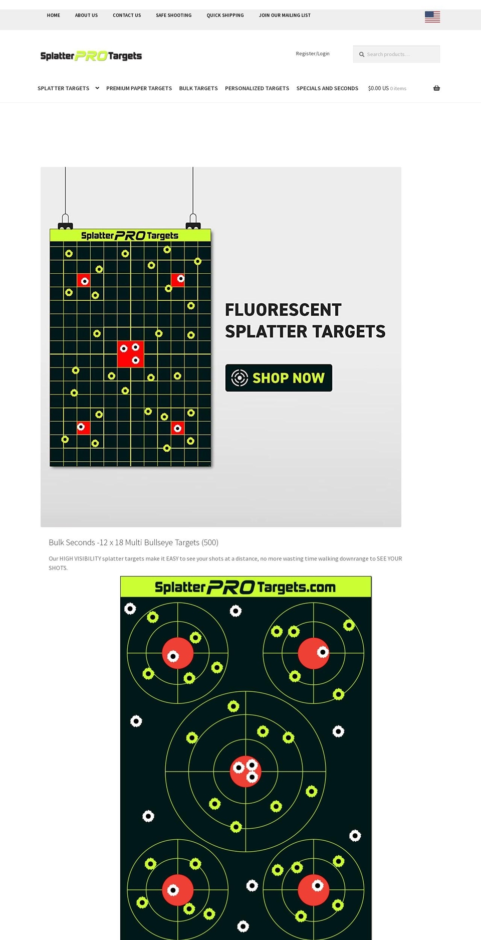 splatterprotargets.com — Shopify storefront screenshot