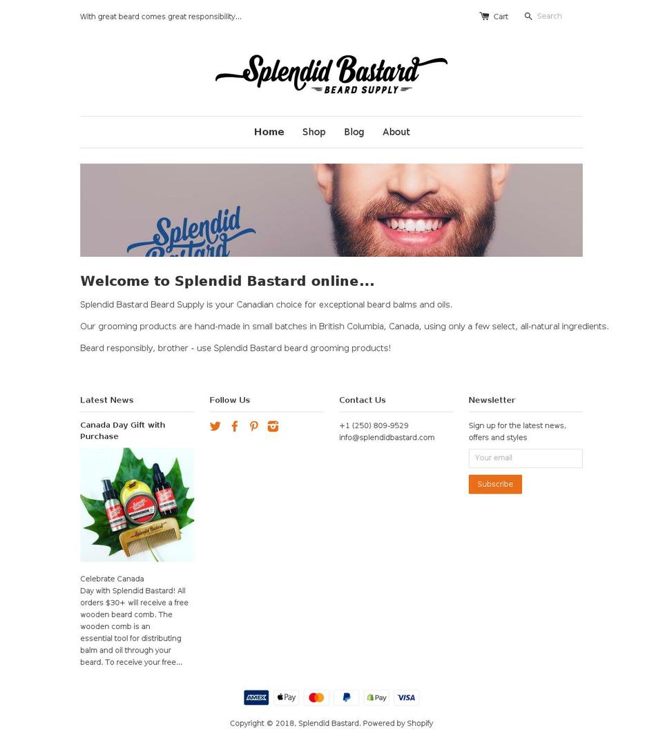 splendidbastard.com shopify website screenshot