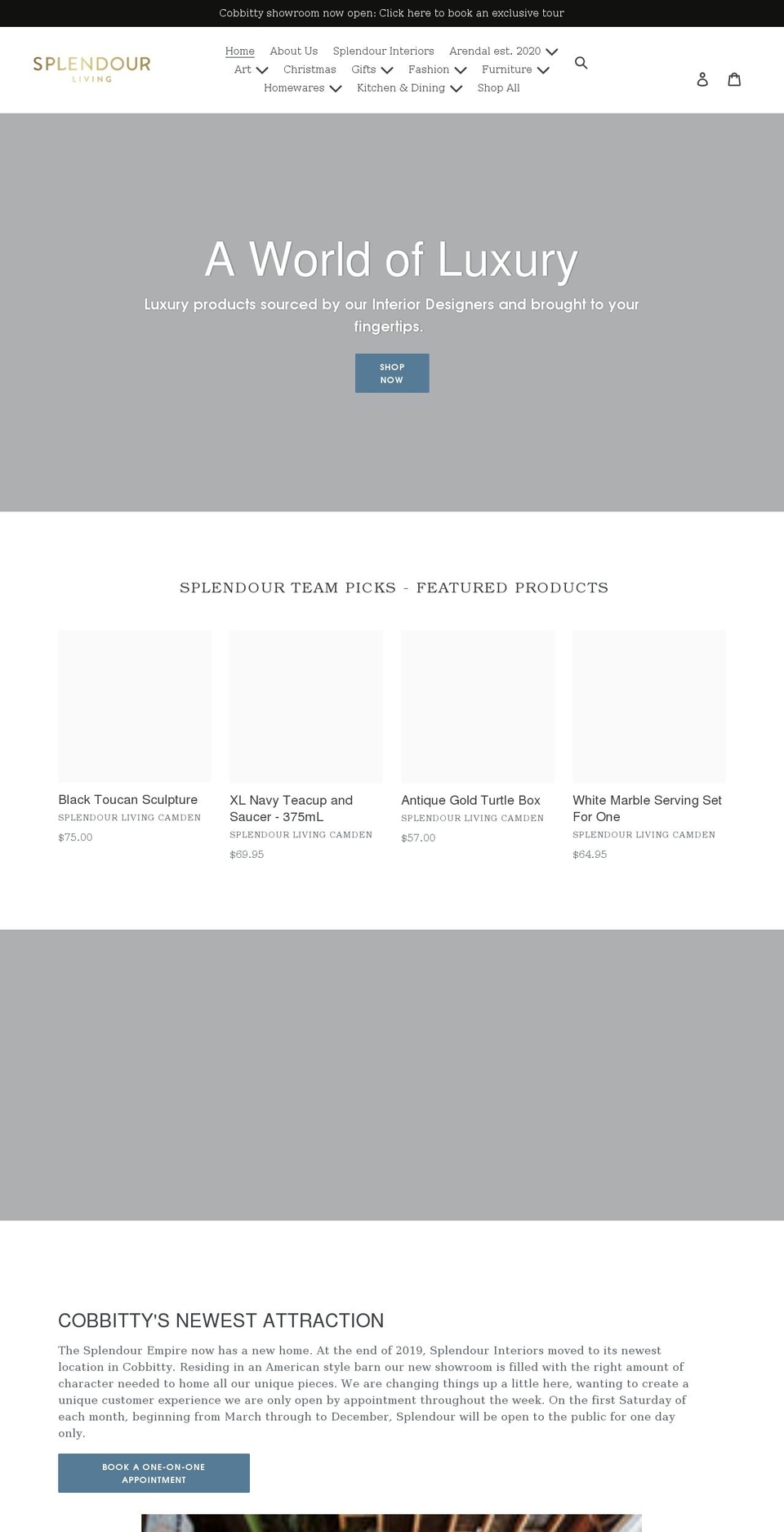 splendourliving.com.au shopify website screenshot