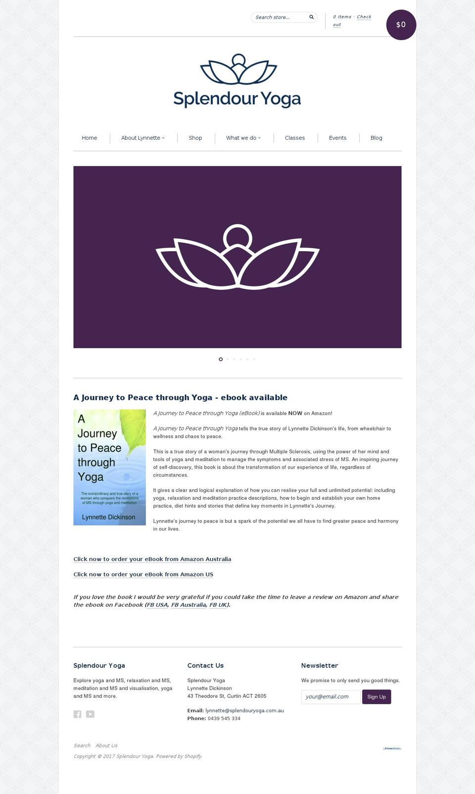 splendouryoga.com shopify website screenshot
