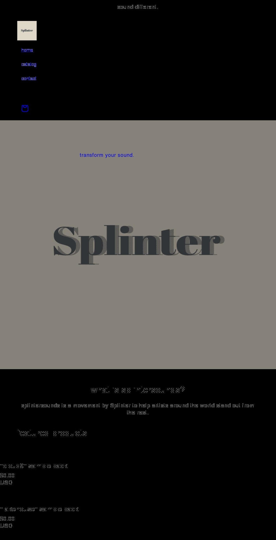 splintersounds.com shopify website screenshot
