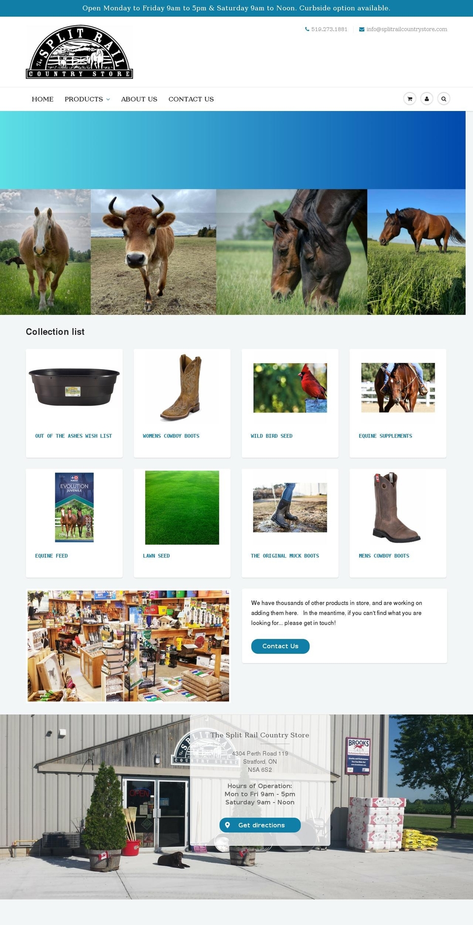 splitrailcountrystore.com shopify website screenshot