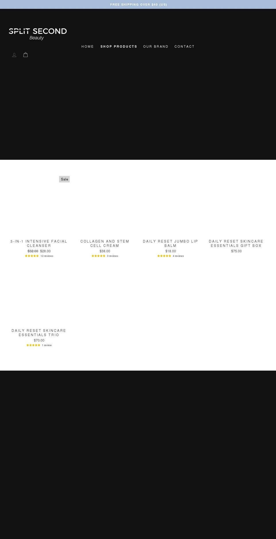 splitsecondbeauty.com shopify website screenshot