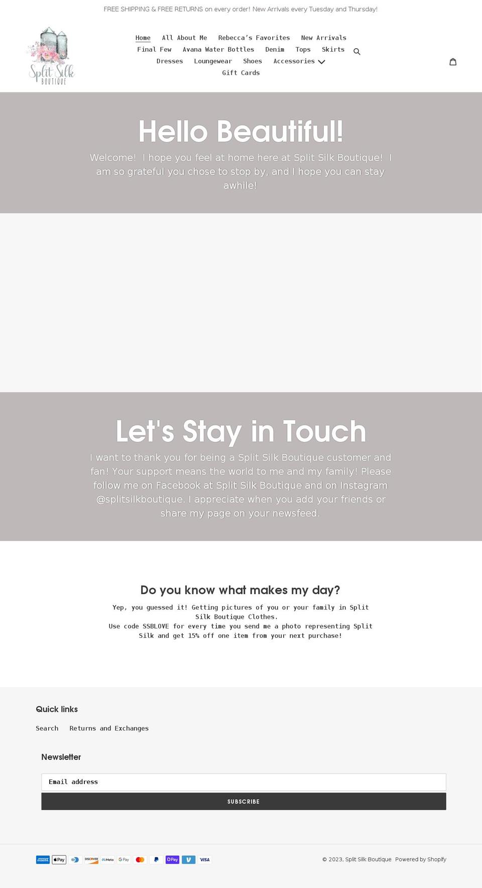 splitsilkboutique.com shopify website screenshot