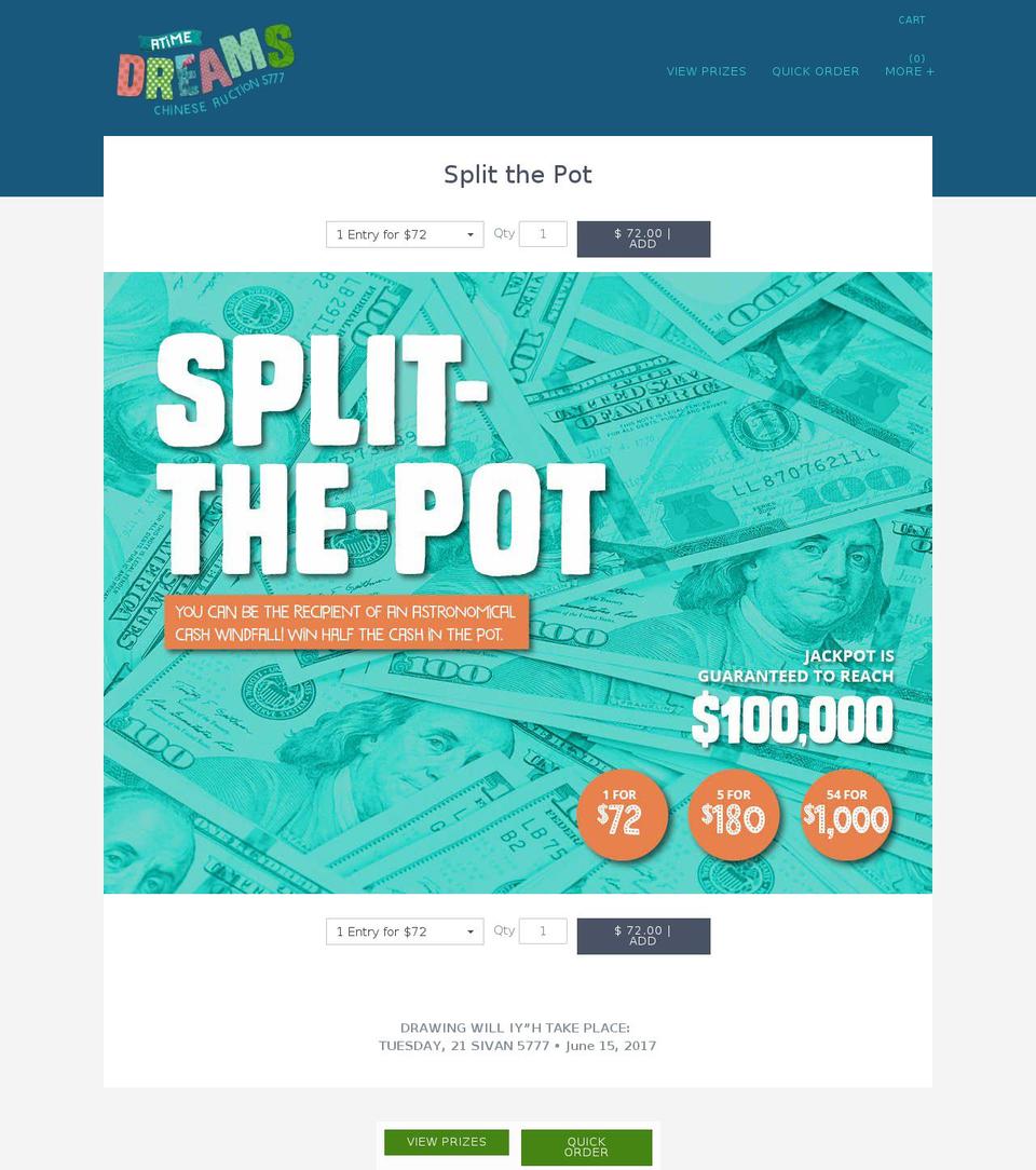 splitthejackpot.com shopify website screenshot