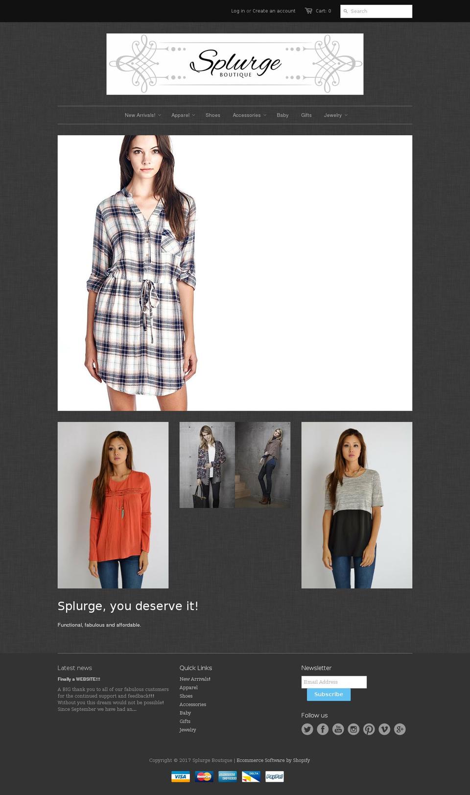 splurgeboutiquetexas.com shopify website screenshot