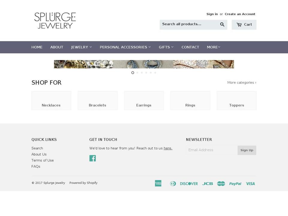 splurgejewelry.com shopify website screenshot