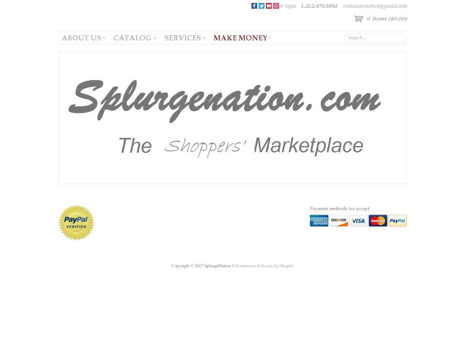 splurgenation.com shopify website screenshot