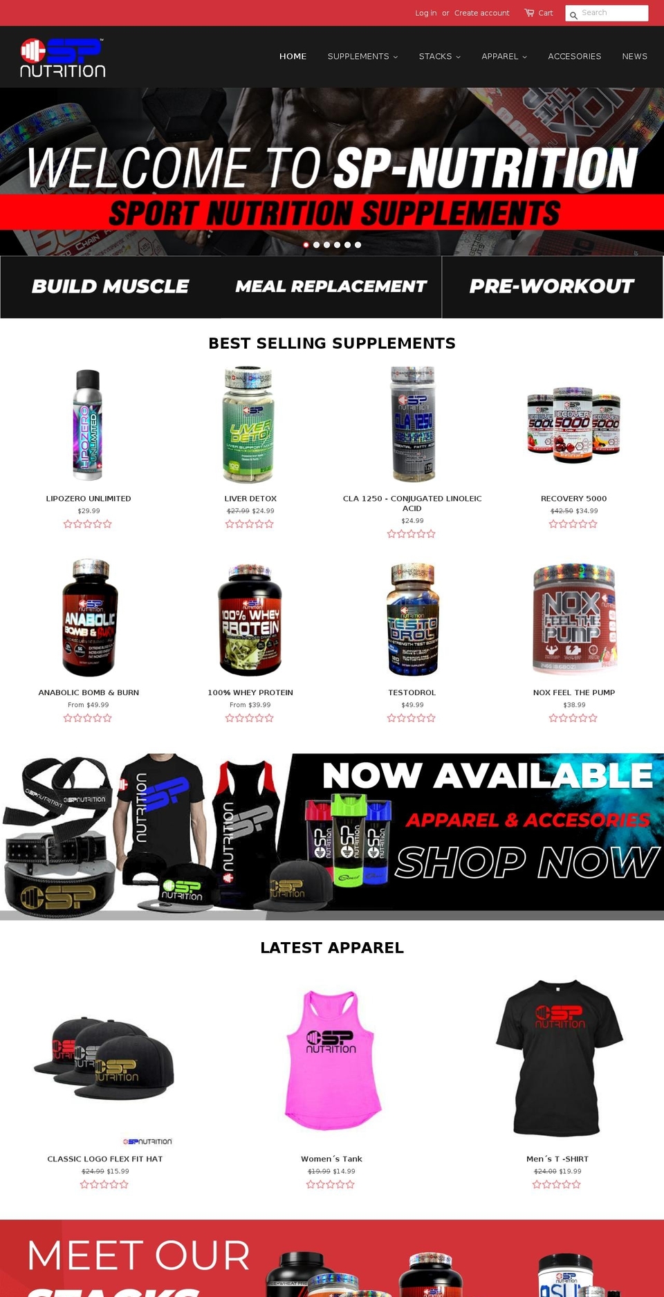 spnutrition.net shopify website screenshot
