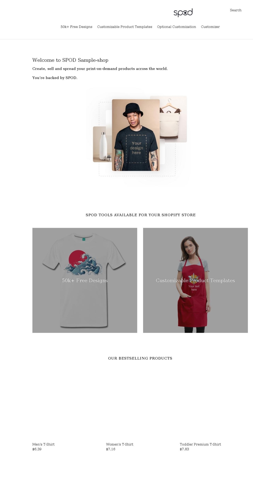 spod-samples.myshopify.com shopify website screenshot