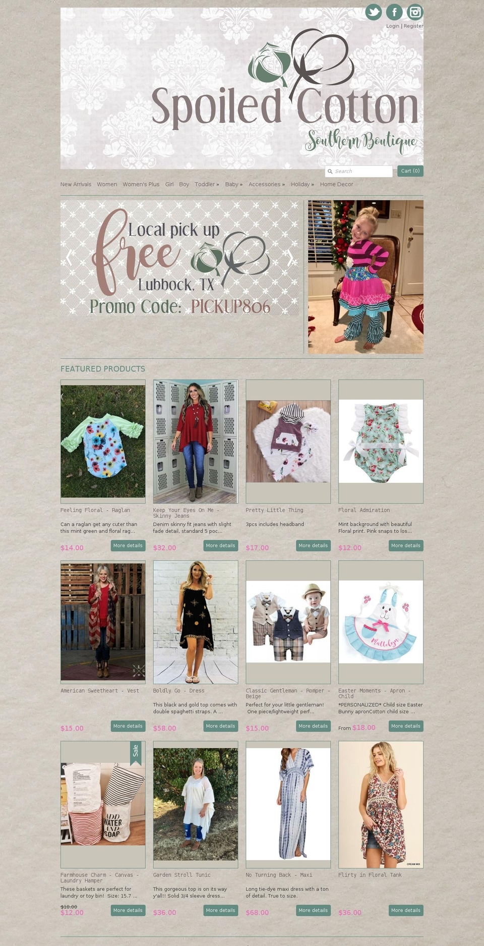 spoiledcotton.com shopify website screenshot