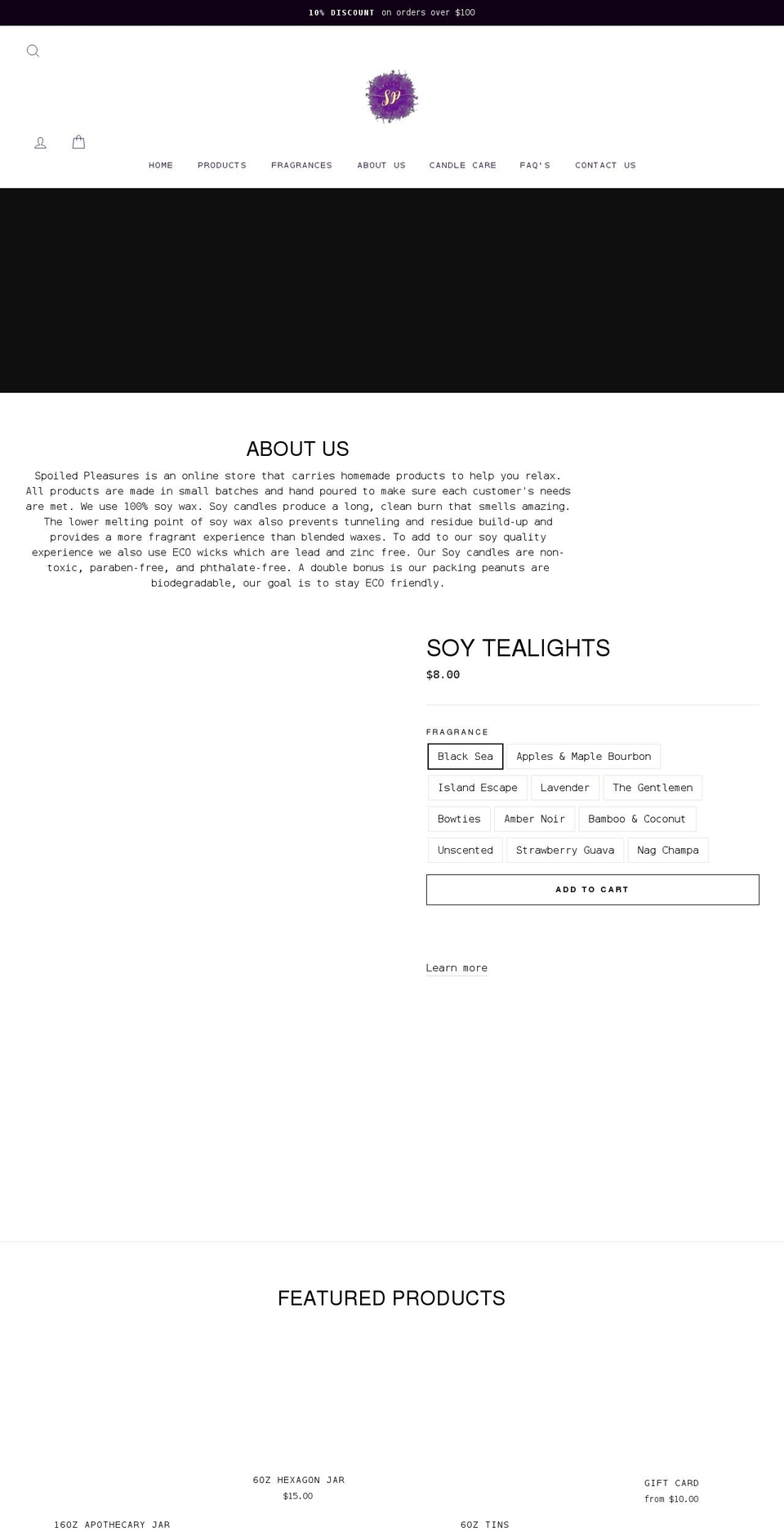 spoiledpleasures.com shopify website screenshot