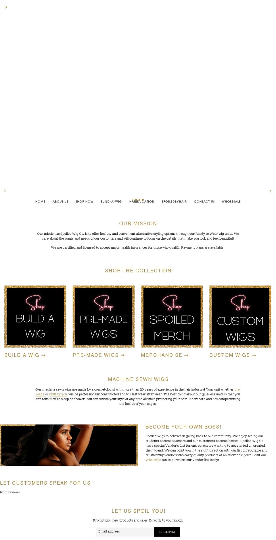 spoiledwigco.com shopify website screenshot