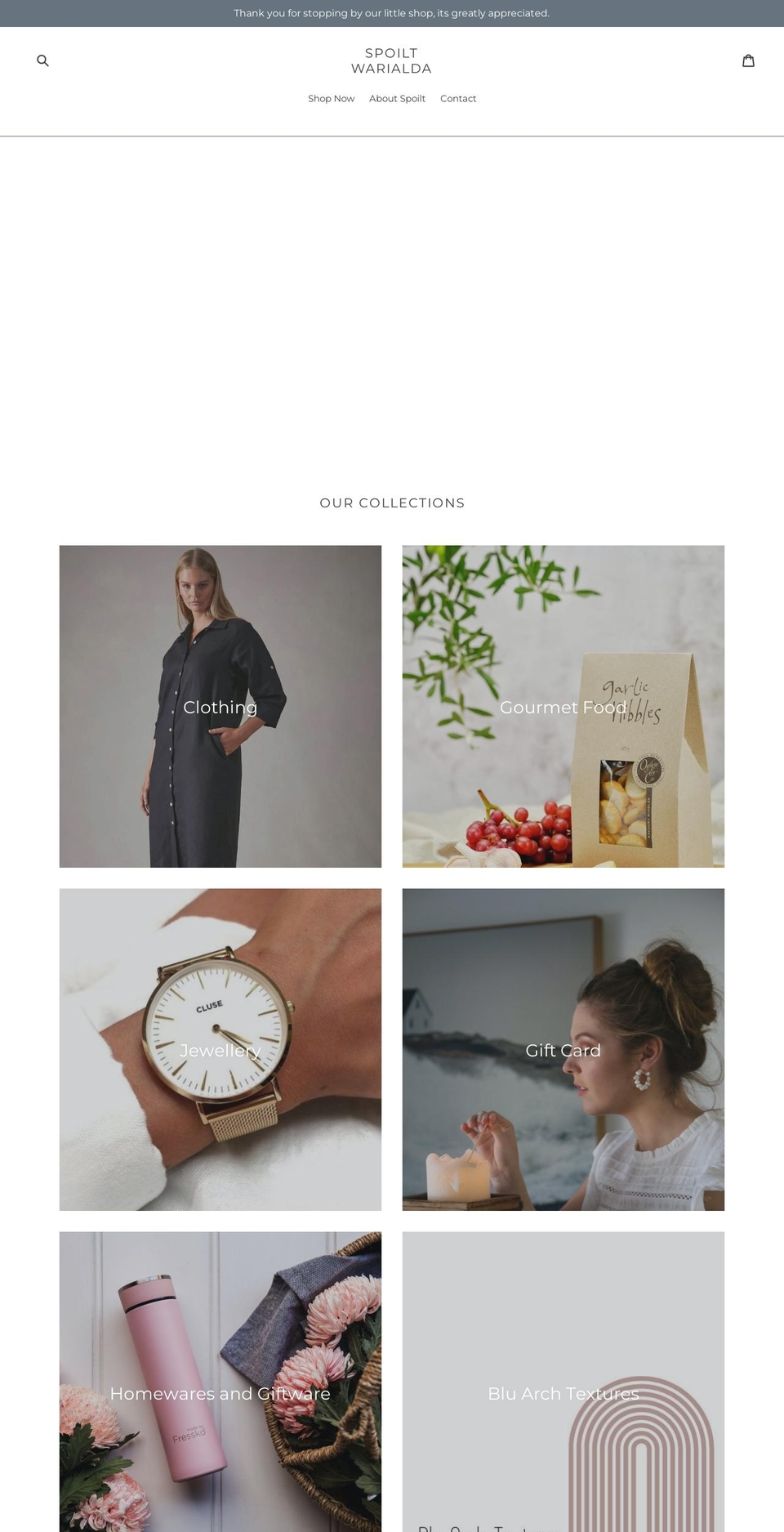 spoiltwarialda.com.au shopify website screenshot