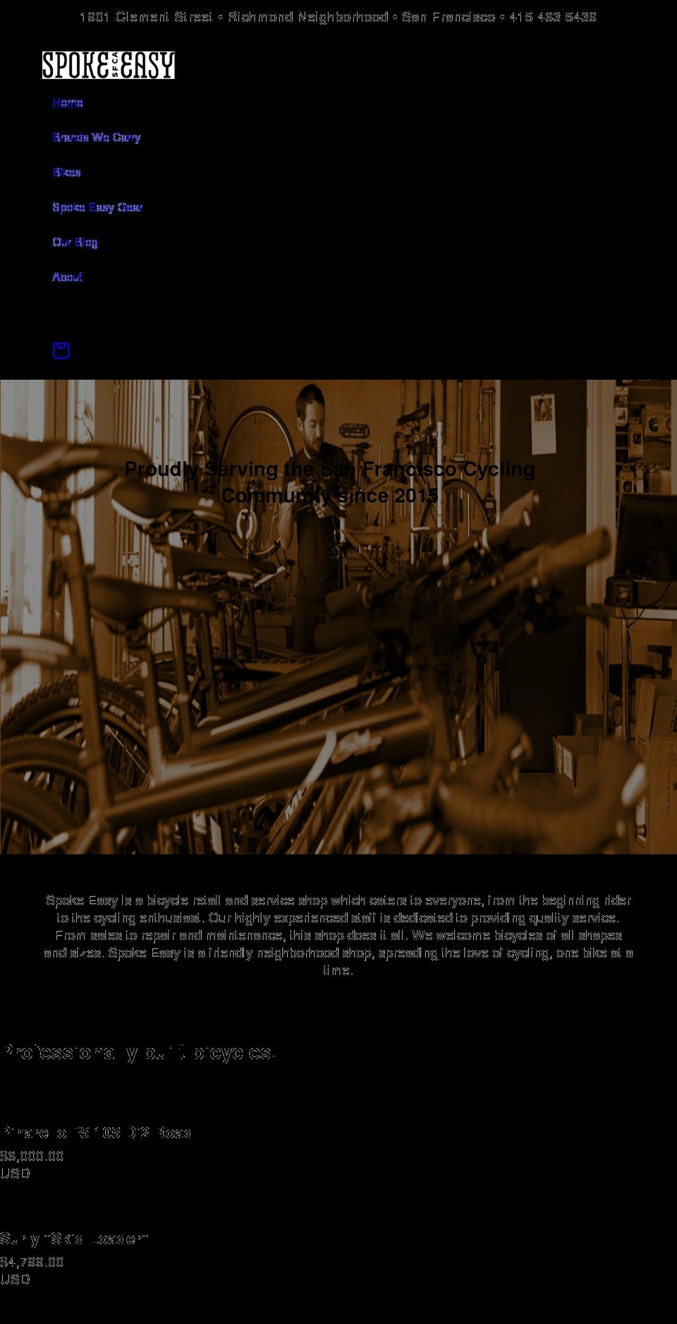 spokeeasysf.com shopify website screenshot