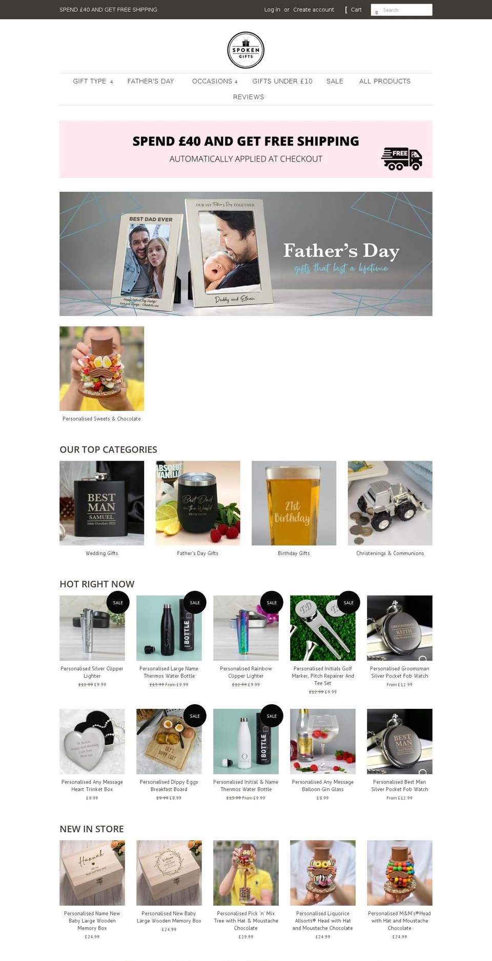 spokengifts.co.uk shopify website screenshot