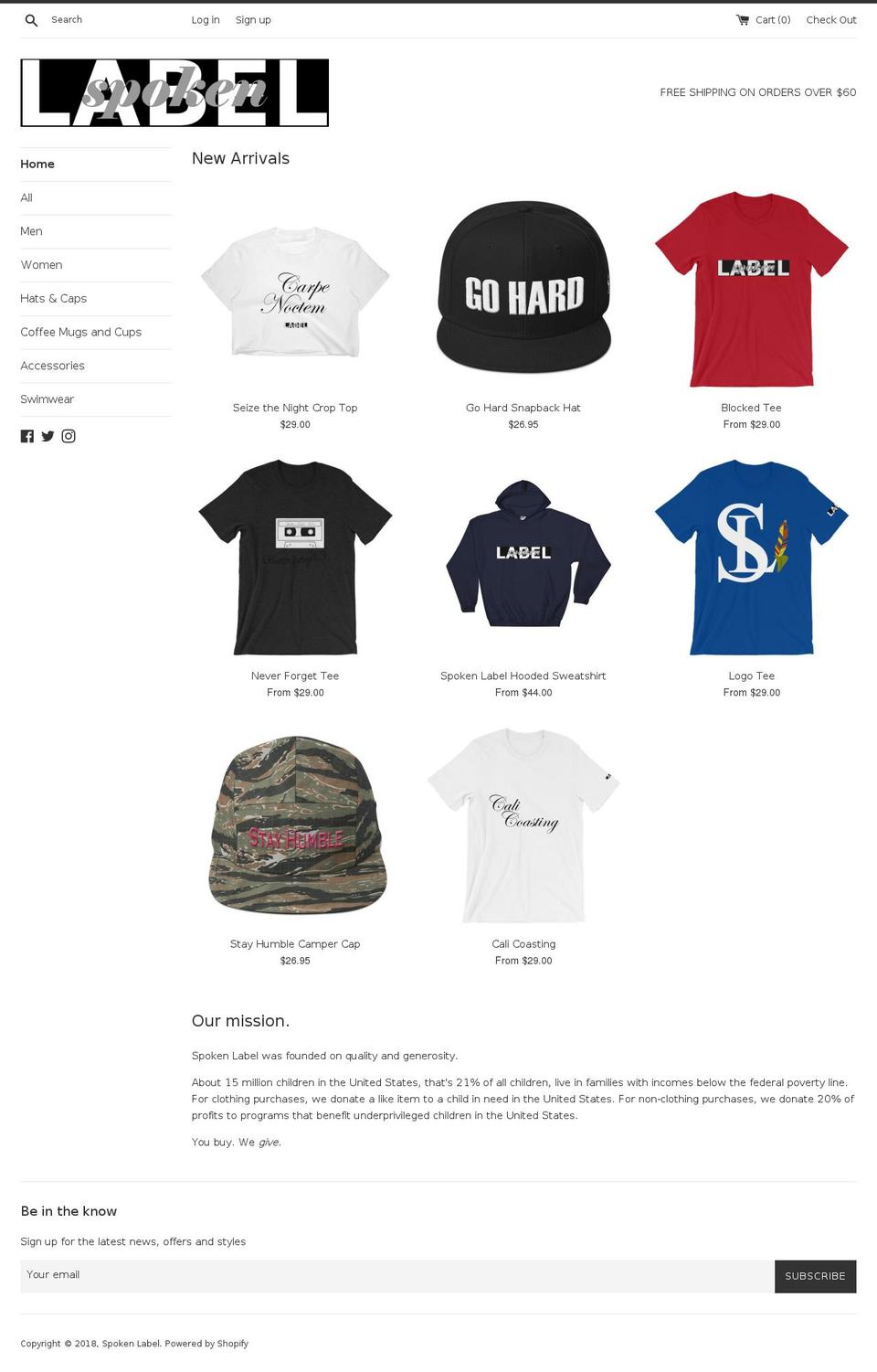 spokenlabel.com shopify website screenshot
