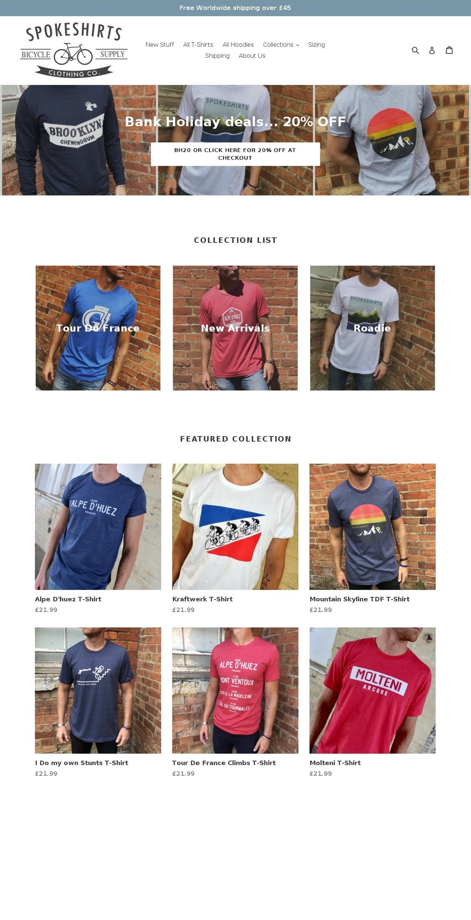 spokeshirts.co.uk shopify website screenshot