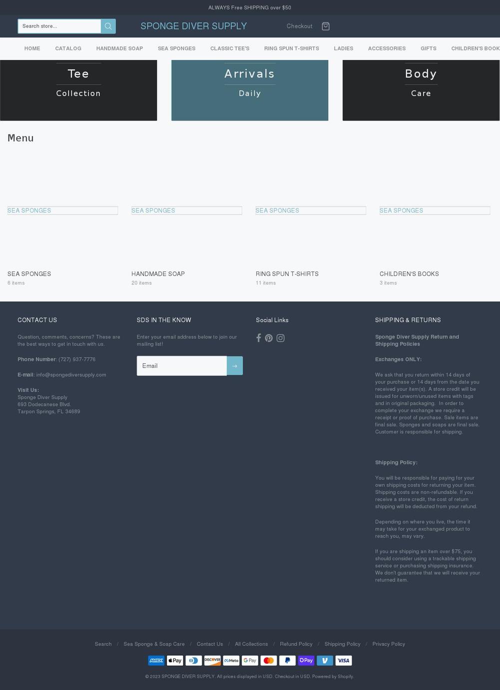 spongediversupply.com shopify website screenshot