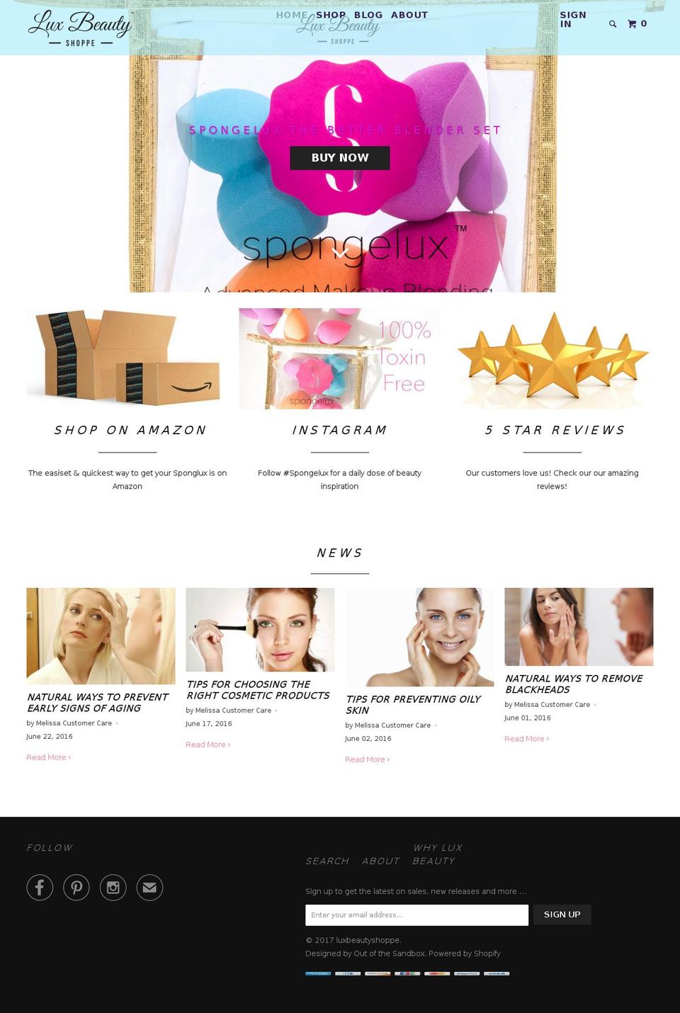 spongelux.com shopify website screenshot