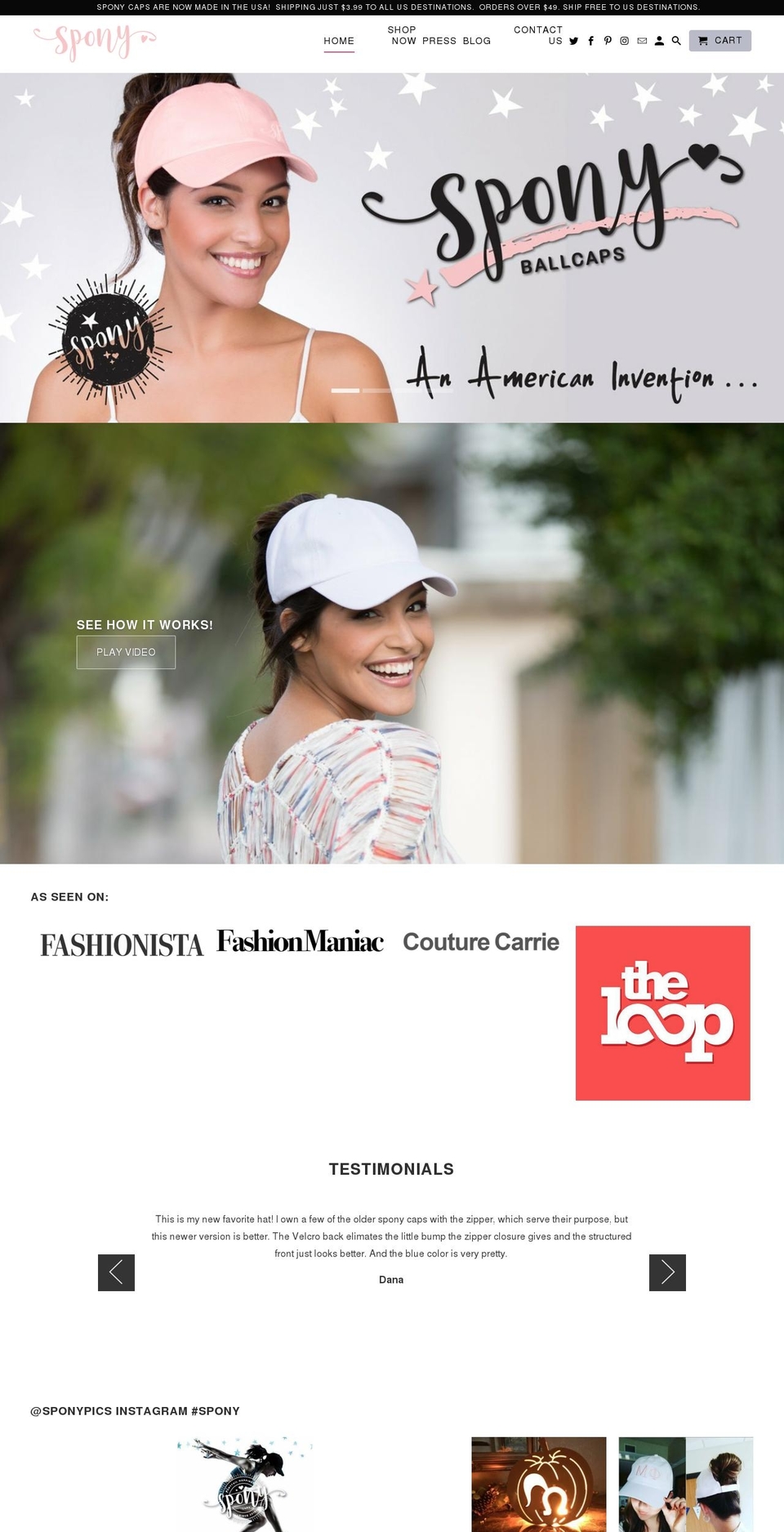 spony.com shopify website screenshot