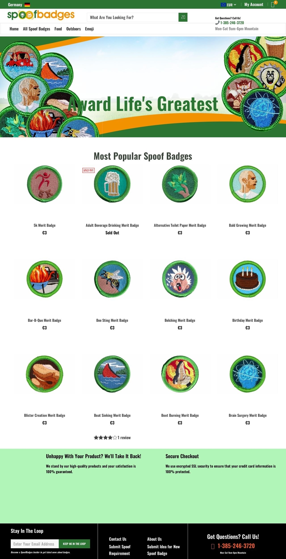 spoofbadges.com — Shopify storefront screenshot