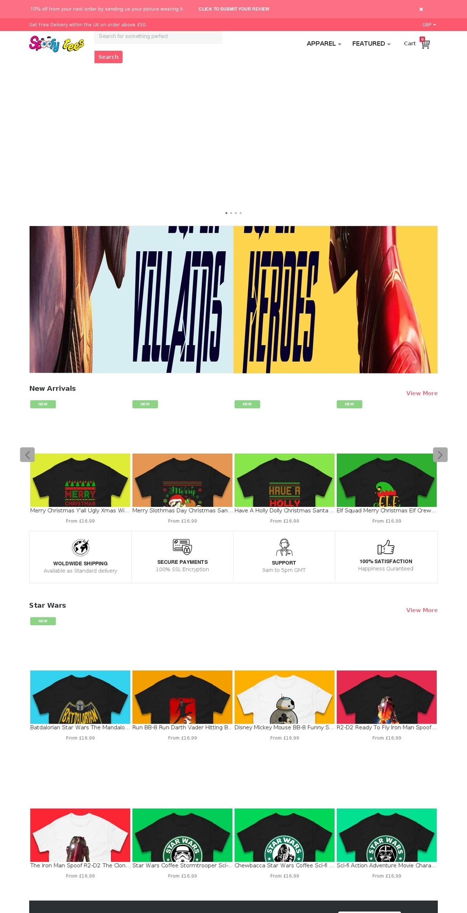 spoofytees.co.uk shopify website screenshot
